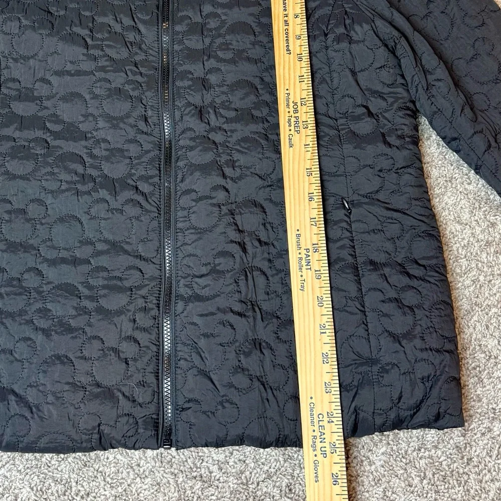 Disney Parks Women’s Mickey Mouse Ears Black Quilted Jacket Sherpa Lining Size L - Picture 3 of 13